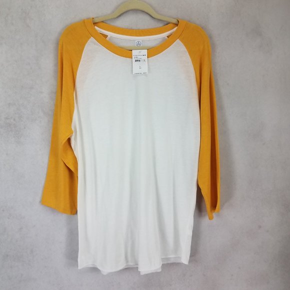 Alternative Tops - Alternative Nordstrom Size XL Top Tee T-shirt in Eco True Gold / White